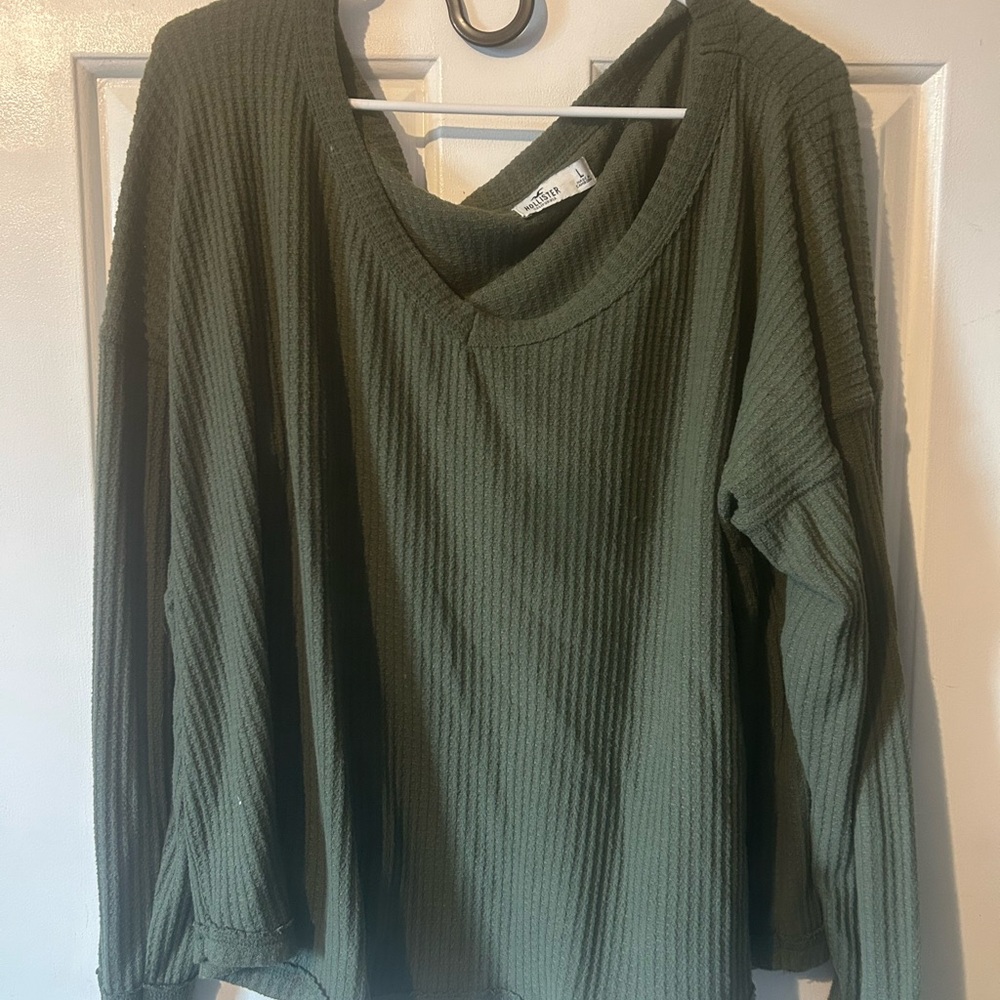 Hollister Dark Green Ribbed Knit Top